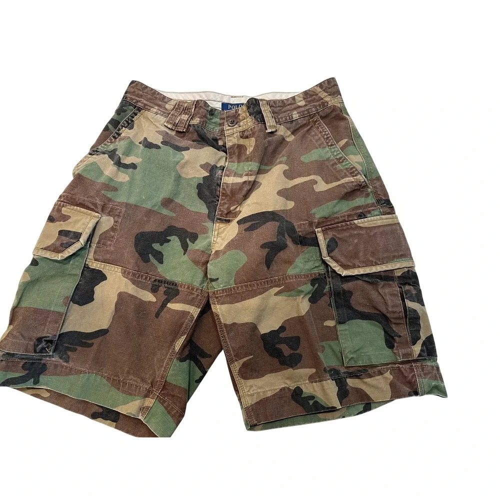 Polo Ralph Lauren Mens Camo Cargo Shorts Woodland Camouflage Size 32